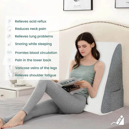 Elevated Wedge Pillow for Sleeping with Memory Foam Layer - Ideal for Acid Reflux, Post-Surgery, Bedside, Dormitory, and Office Use