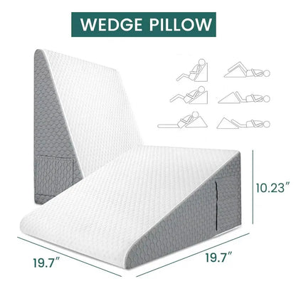 Elevated Wedge Pillow for Sleeping with Memory Foam Layer - Ideal for Acid Reflux, Post-Surgery, Bedside, Dormitory, and Office Use